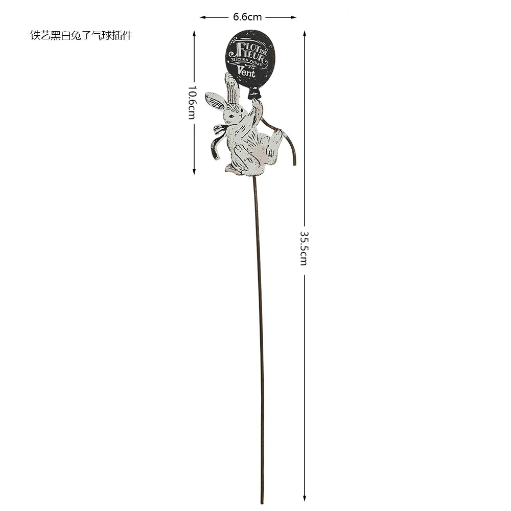 Retro Iron Animal Flower Stake Balloon Ornament Horticultural Groceries Garden Decor Rustic Balcony Plant Markers for Flowerpot