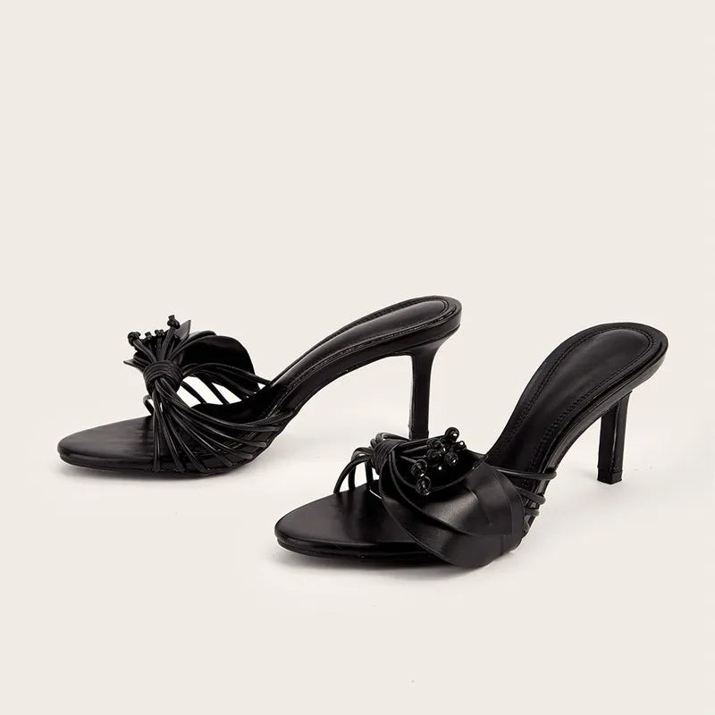 Bohemian Style Fashion Flowers Decor Women Slippers Sandals Summer High heels Mules Slides Casual Outdoor Beach Flip flop Shoes