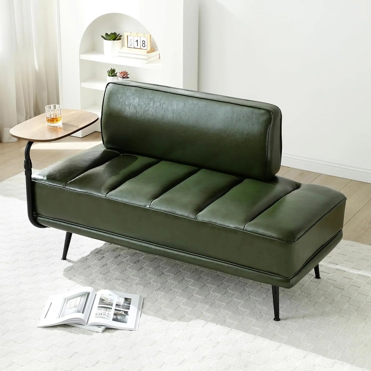 PU Leather Bedroom Ottoman Bench 53.2" Long Ottoman Benches for Living Room Bed End Rectangular Window Entryway Bench
