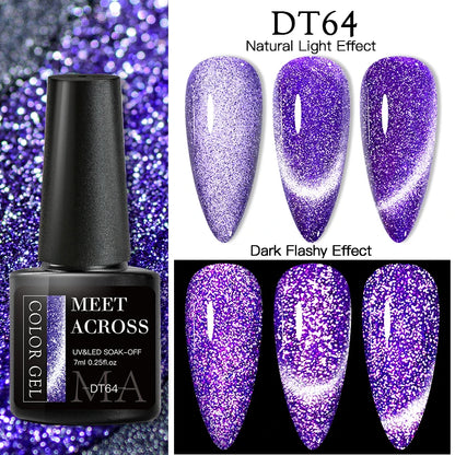 9D Reflective Magnetic Gel Nail Polish 7ml Shiny Glitter Cat Eye Nail Gel Varnishes Semi Permanent Soak Off UV Gel Nail Art