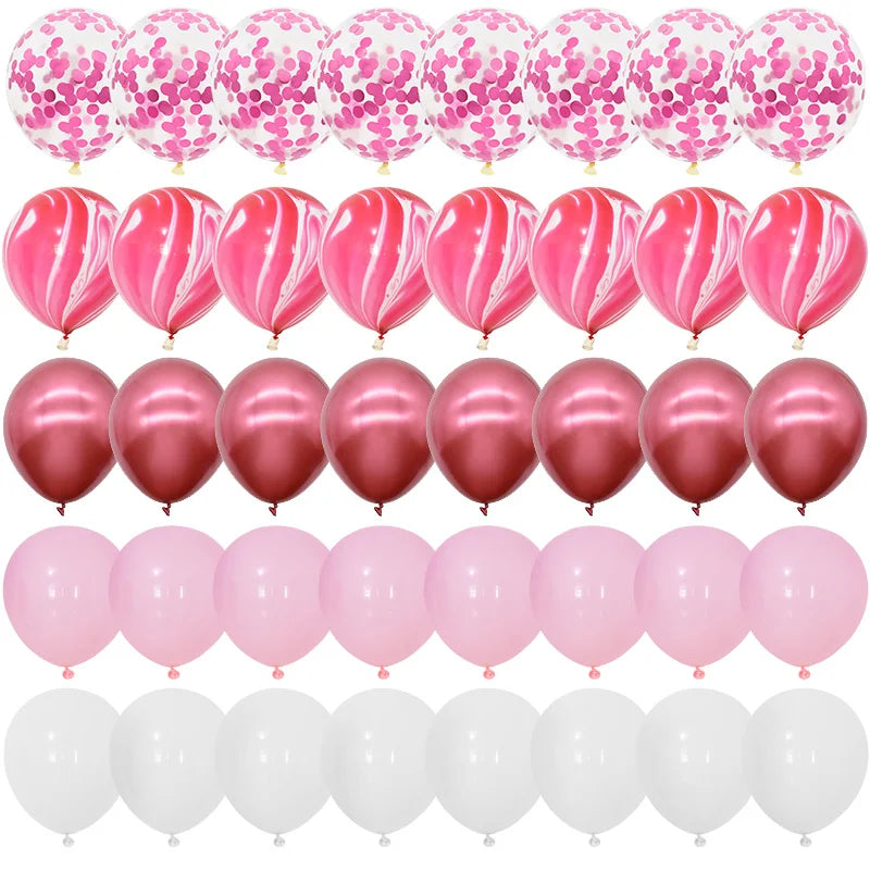 40Pcs Blue Balloons Set Agate Marble Metallic Confetti Balloon for Kids Birthday Party Baby Shower Graduation Decoration Wedding