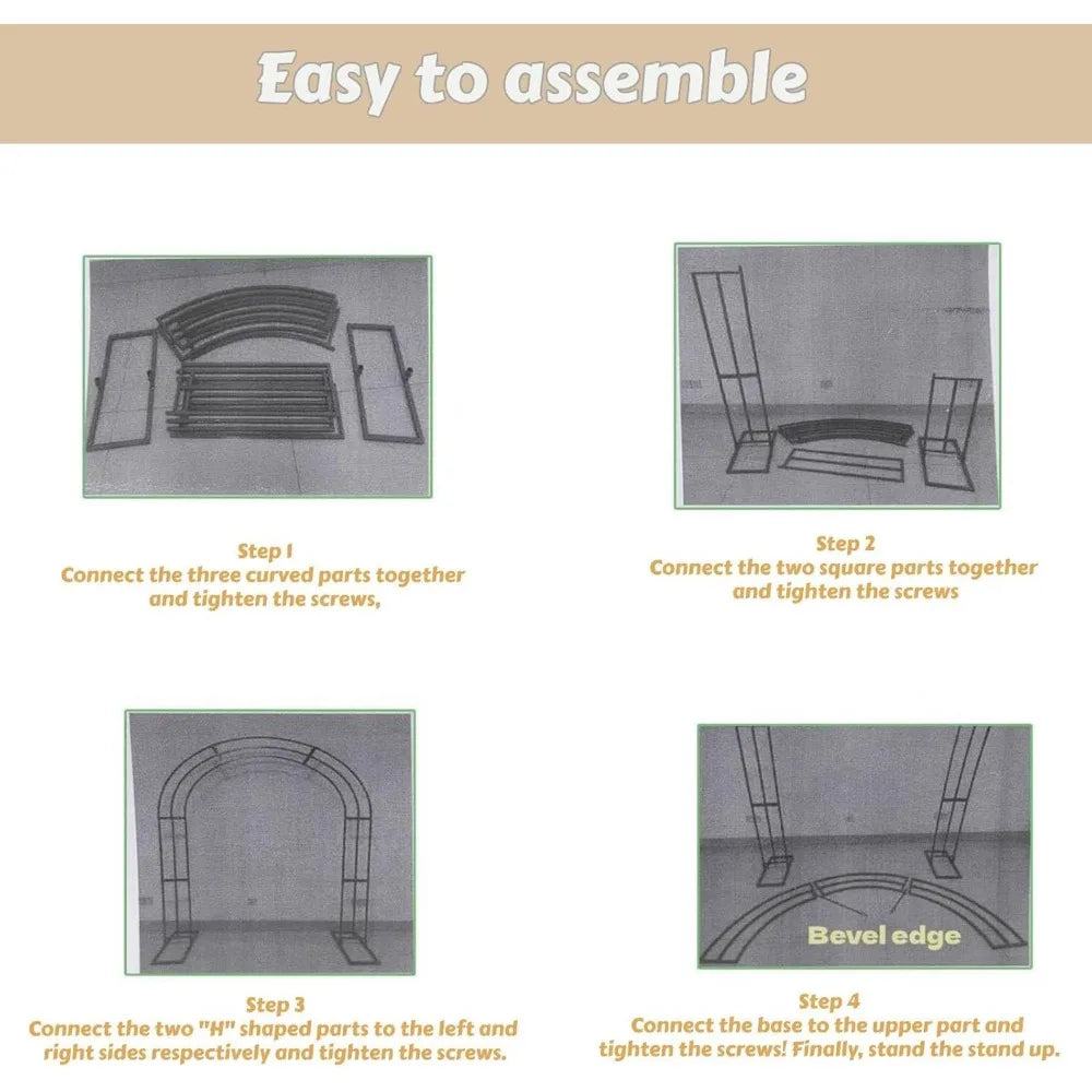 8.53Ft Metal Wedding Garden Arch Trellis, Gold/White, Balloon Archway Decoration Stand with Sturdy Base - Indoor Outdoor Party C