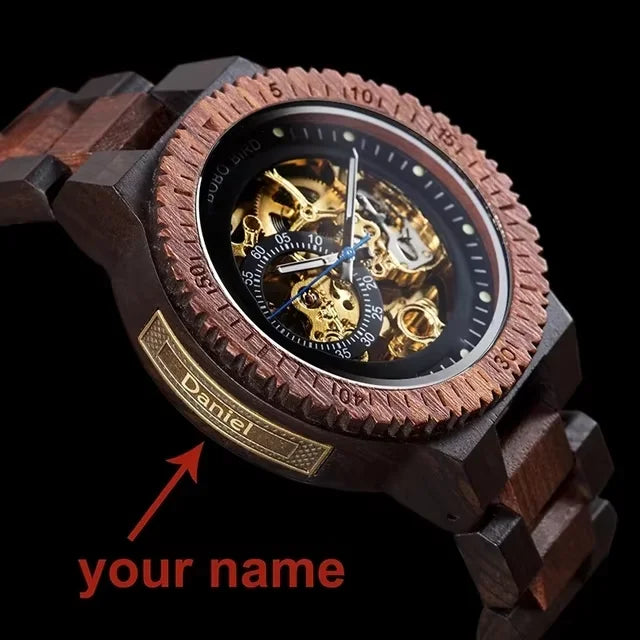 Wooden Automatic Mechanical Watch Men Wristwatch BOBO BIRD Top Fashion Luminous Hands Clock Custom Gift Box Relogio Masculino