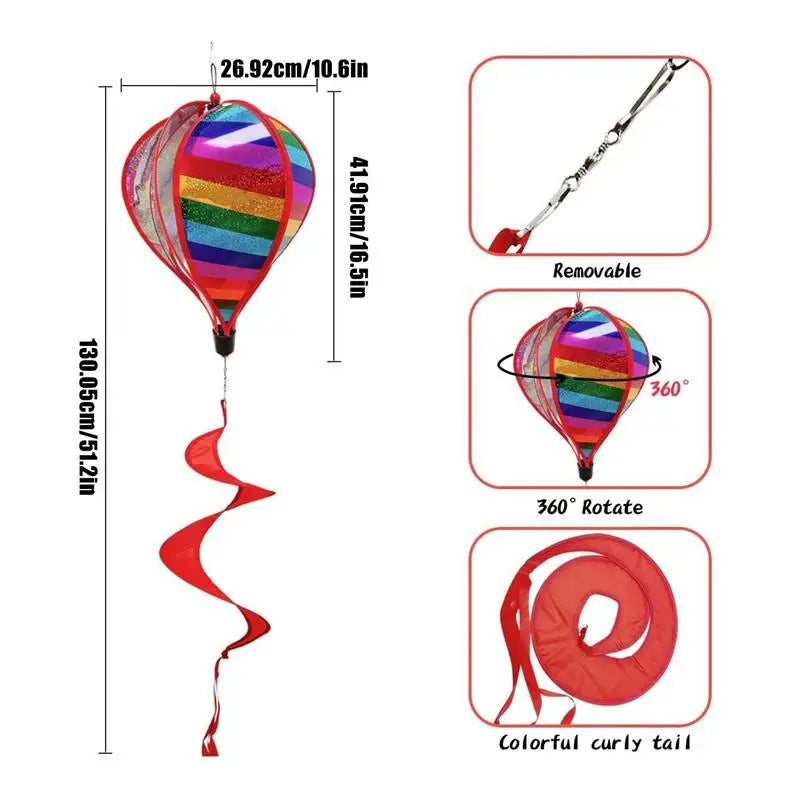 Hot Air Balloon Wind Spinners 3X Air Balloon Wind Spinner Outdoor Decoration Windsock Ornament For Holiday Garden Patio Wedding