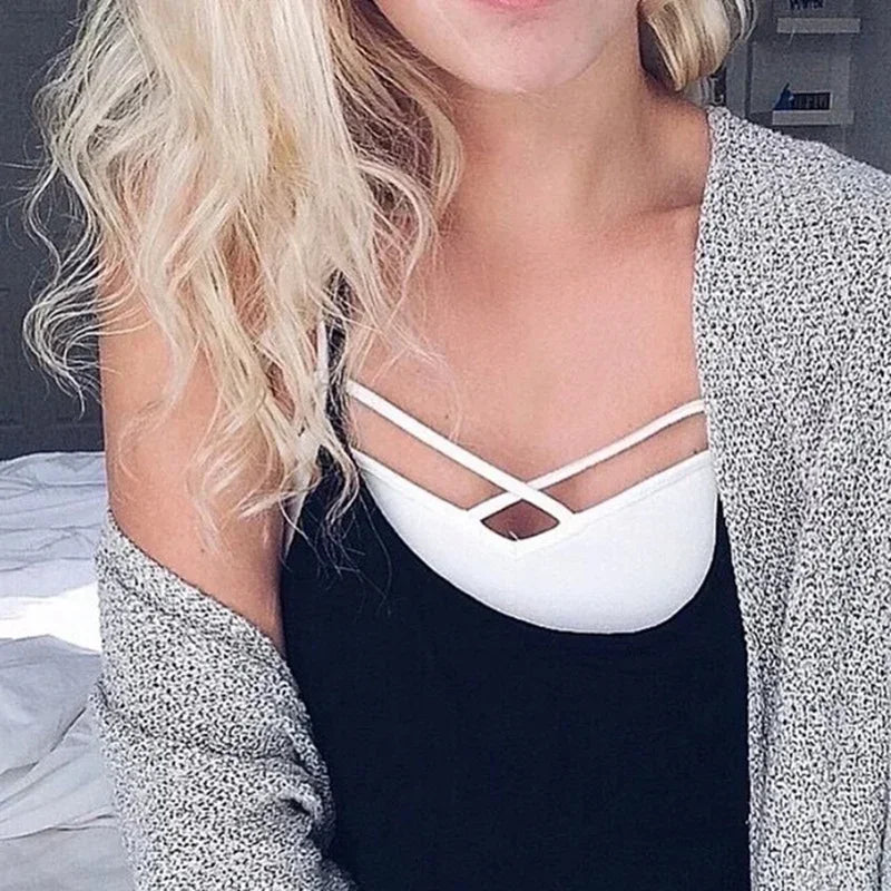 Sexy Slim Lingerie Front Cross Strap Padded Crop Top Summer Strapless Tops Fashion Bandeau Metallic Sense Shiny Material Tanks