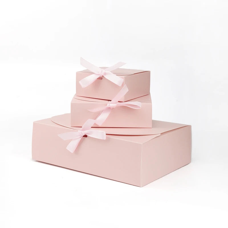 StoBag 5pcs White/Pink Gift Box Wedding Birthday Party Favors Clothes Storage Handmade Cookies Packaging Support Customization