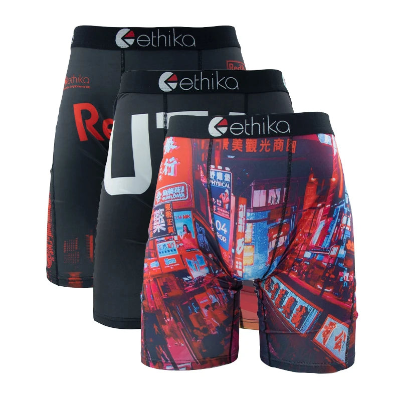 ETHIKA 3Pcs Sexy Men Underwear Boxers Breathable Man Underpants S-3XL Plus Size Mens Trunks Men's Panties Lingeries Boxer Briefs