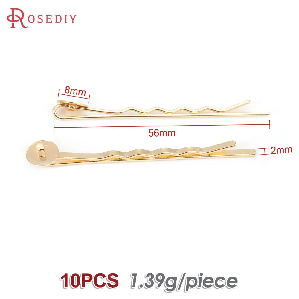 10PCS 18K Gold Color Iron with Pearl Beads Base 8MM 10MM Hair Jewelry Hair Clip Jewelry Making Supplies Accessories for Women