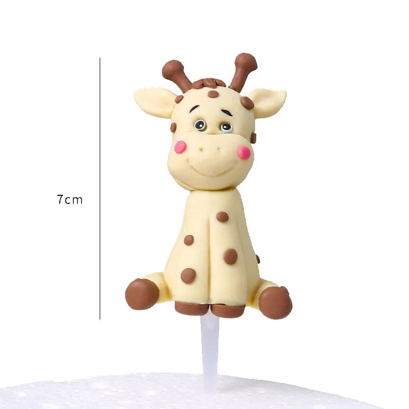 1pcs Jungle Party Cake Topper Safari Animals Figures Toys Picks Wild Jungle Animals Theme Baby Shower Happy Birthday Cake Decor