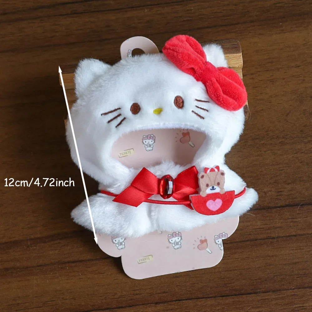 Anime Sanrio Hello Kitty Doll Pendant baby clothes Kawaii Cinnamoroll Kuromi Plush Cape Key Bag Chain Decoration Gifts