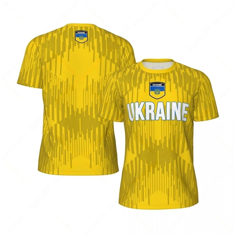 Ukraine Flag Graphic Football T Shirts For Men Summer Casual 3D National Emblem Printed Sports T-shirt Loose Breathable Tees