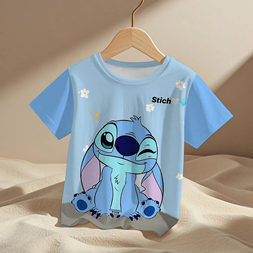Lilo Stitch Trucksuit Kids T-Shirt Kawaii T Shirt Anime Cartoons Children Casual Clothes Tee Shirt Baby Girl Boy Fashion Y2K Top