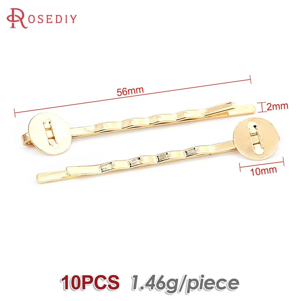 10PCS 18K Gold Color Iron with Pearl Beads Base 8MM 10MM Hair Jewelry Hair Clip Jewelry Making Supplies Accessories for Women