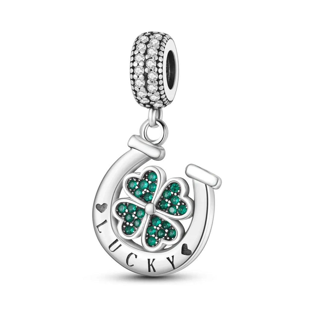 MULA 1PC Silver Plated Travel Sunflowers Four Leaf Lucky Clover Dangle Charms Fit 3MM Snake Chain Charm Bracelet DIY