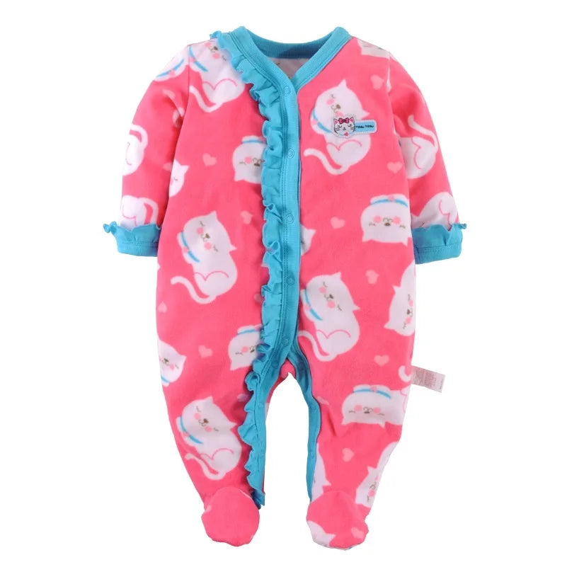 Fleece Baby One-Piece Romper With Footies bodysuits newborn sleepwear girl jumpsuit boy pajamas overalls cotton clothes