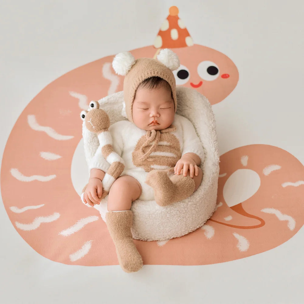 Baby Snake Cosplay Costume Hat+Knitted Jumpsuit with Tail Photography Clothes Cartoon Animal Background Cute Snake Theme Props
