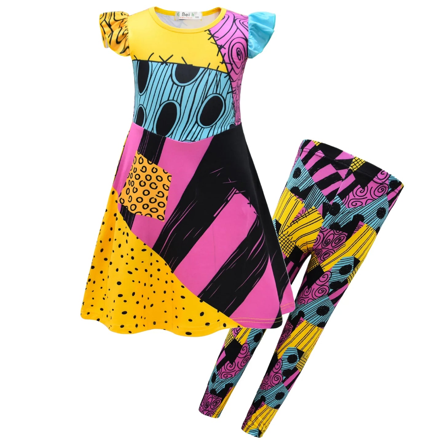 Cosplay Anime Kids Dress Girls Nightmare Before Christmas Clothing Sally Cosplay Costume Baby Children Ruffle Tracksuit Bir 72th