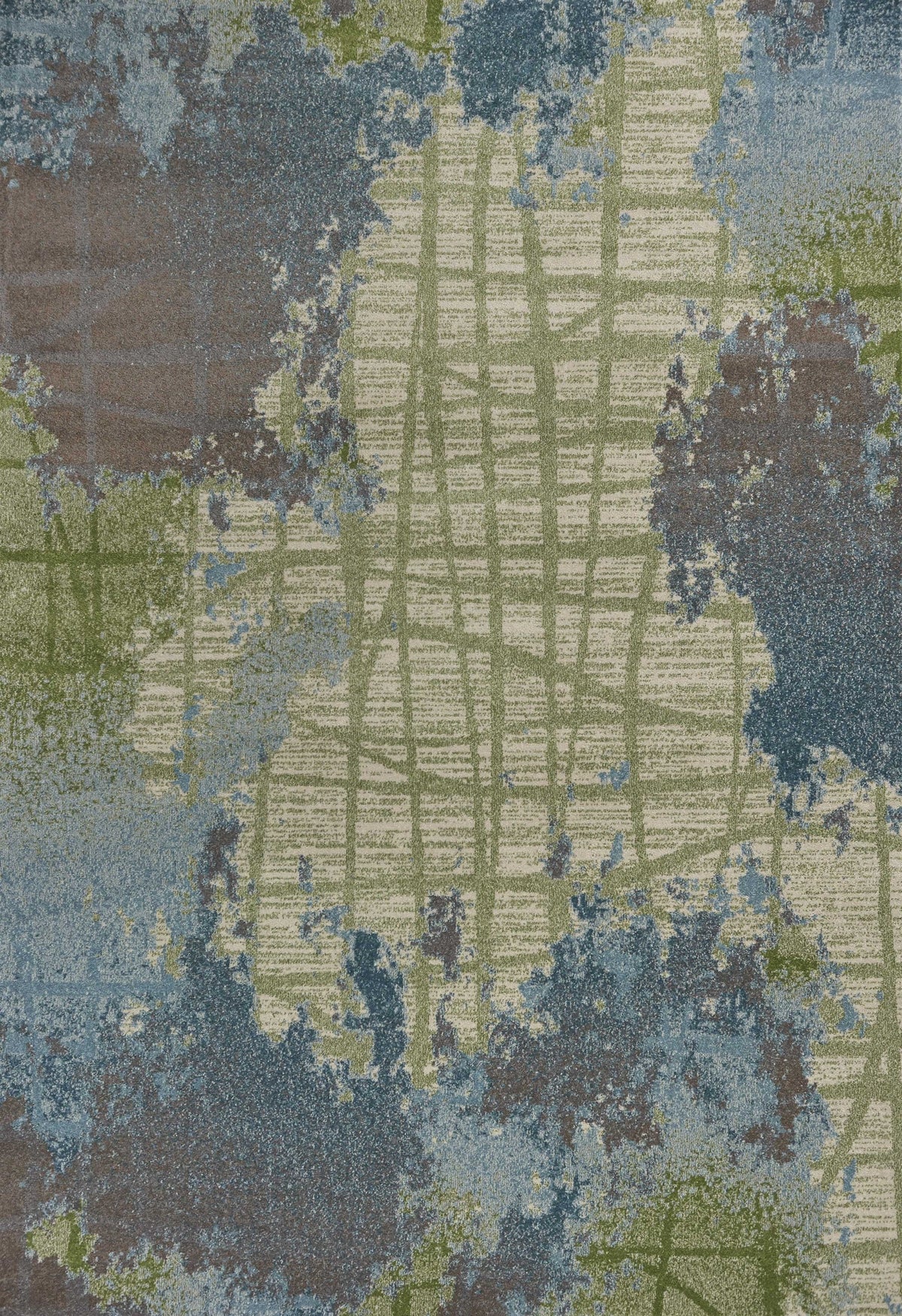 10inchesx13inches Green Blue Machine Woven Abstract Indoor Area Rug