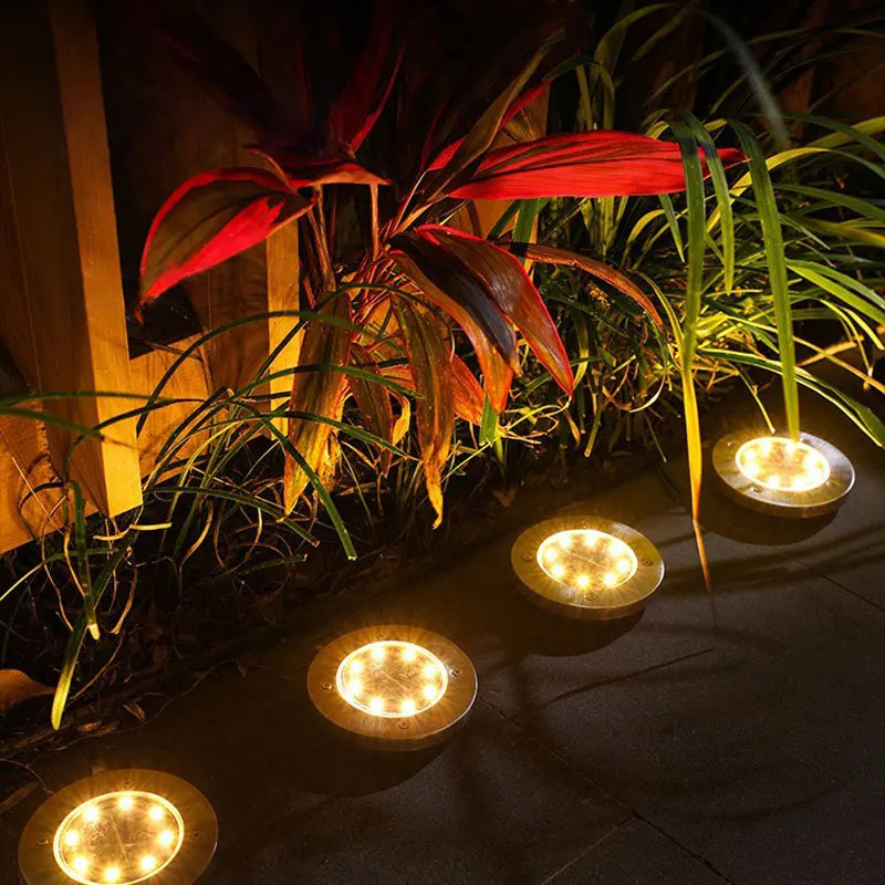 4Pack Solar LED Garden Ground Light Outdoor Waterproof Solar Wall Lamp Christmas Fence Courtyard Atmosphere Decor Night Light