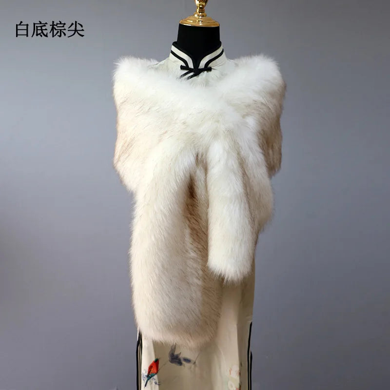 Faux Fur Wedding Shawl Woman Party Bride Cape Cloak Autumn Winter Banquet Stage Dress Scarf Bridal Wrap Bolero Accessory Stock