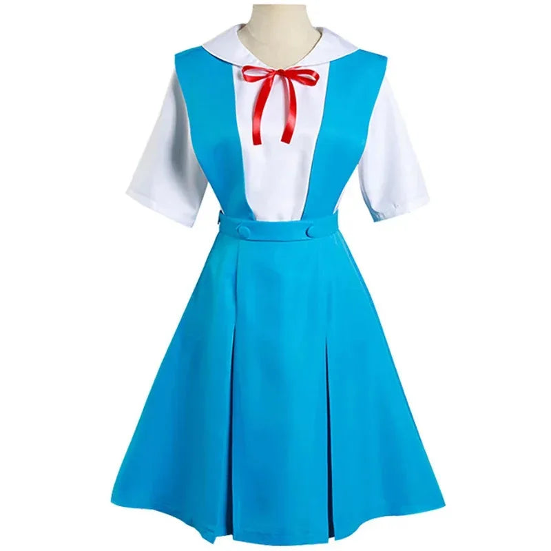 Rei Ayanami Cosplay Costume Asuka Langley Soryu Cosplay Girl Women School Uniform Dresses Wig Hair Clips Halloween Loli Clothing