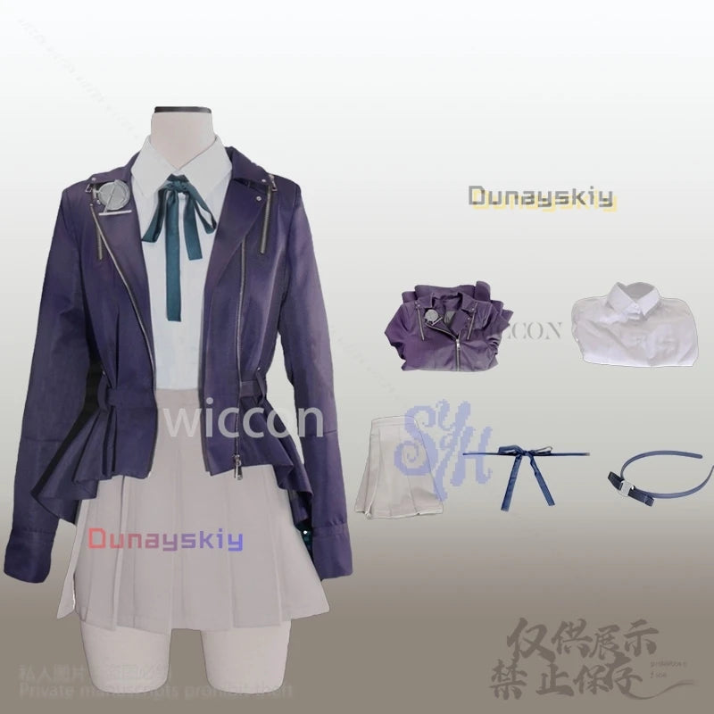 Kirifuji Nozomi Cosplay Game The Hundred Anime Costume Purple Pu Punk Coat Jk Kawaii Uniform Dress Lovely Japanese Girls Lolita