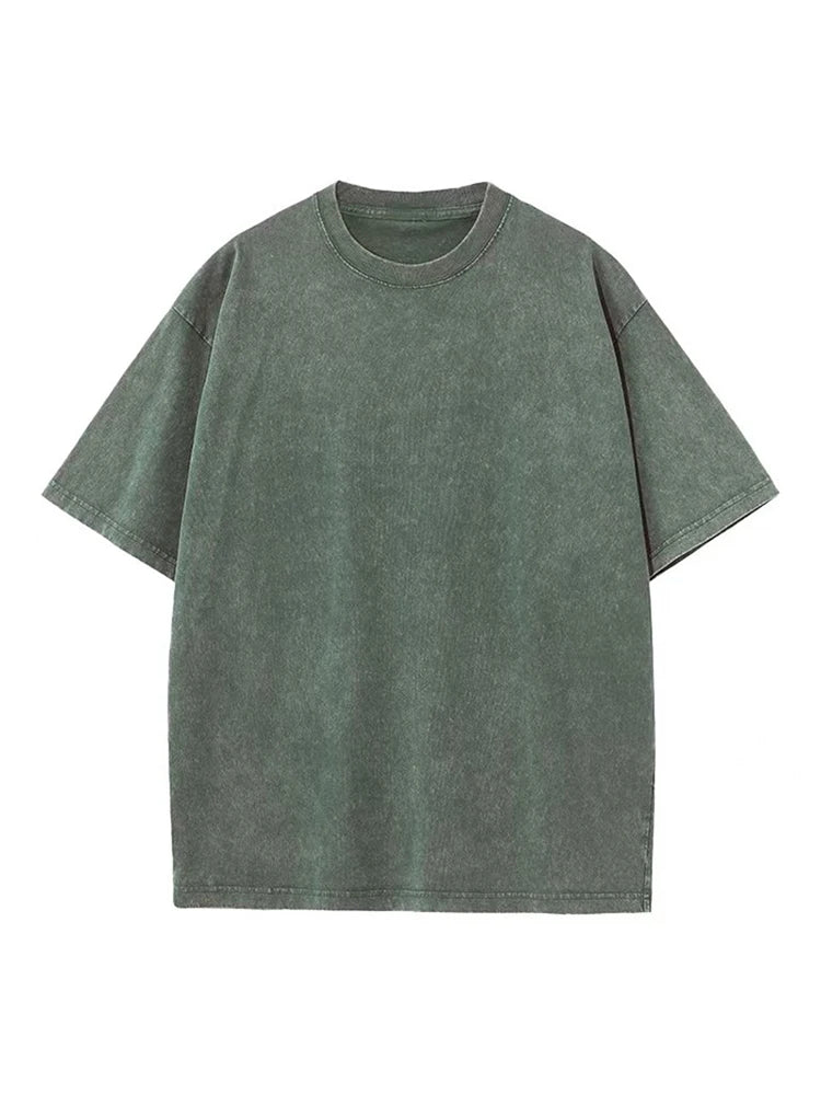 Quality Oversized Acid Washed Y2K T Shirt men Vintage T-shirts Streetwear Mineral Wash Tee Shirts boy Loose Luxury Brand Tops