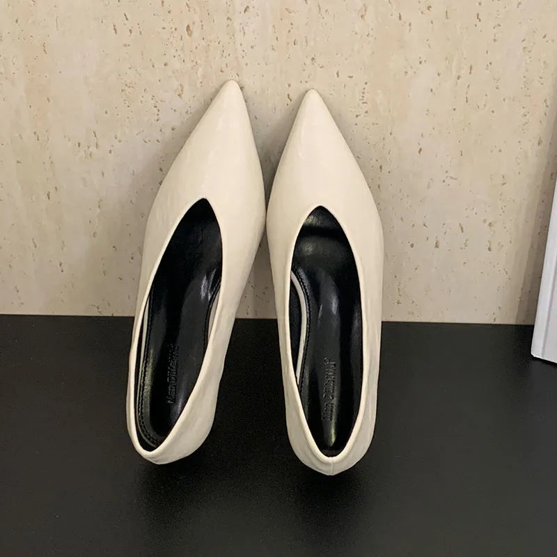 2025 New Fashion Shallow Ladies Low Heel Pumps Shoes Luxury Female Pointed Toe Footwear Slip On Women Heeled Shoes