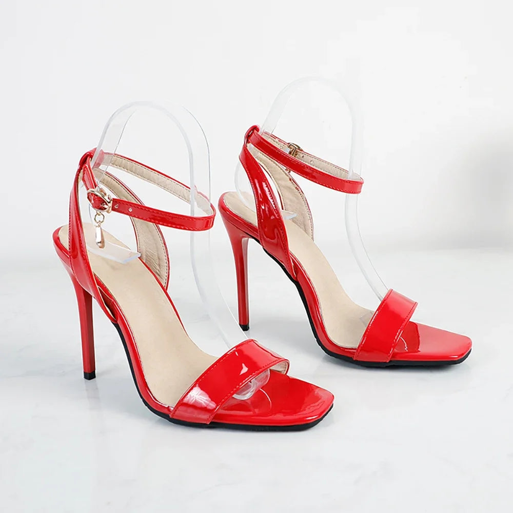 Brand New Summer Glamour Black Red Women Sandals Fashion High Stiletto Heels Lady Dress Shoes Plus Big Small Size 32 43 46 48