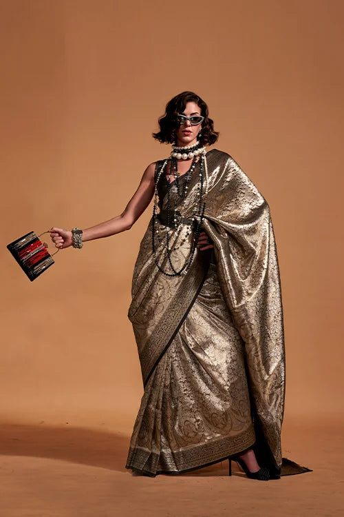 Banarasi Silk Saree with Handloom Work at Clothsvilla