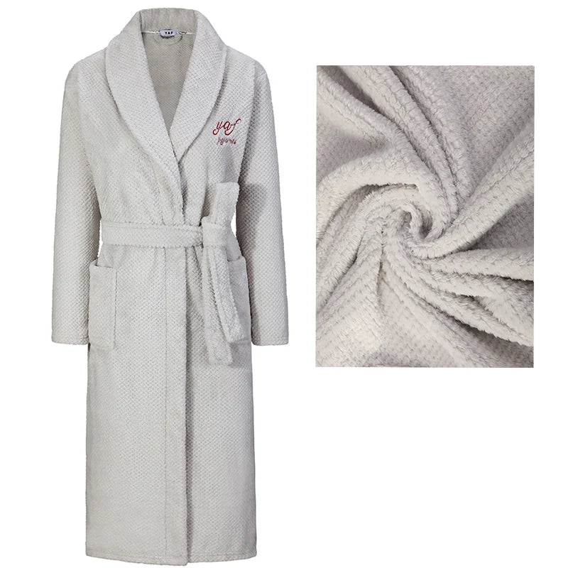 Winter New Couple Sleepwear Bathrobe Male Coral Fleece Yukata Nightwear Sexy Women's Home Clothes Flannel Absorbent Lingerie 3XL