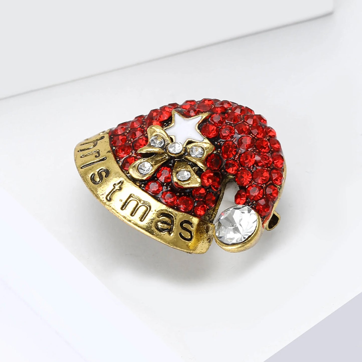 Cute Stylish Enamel Rhinestone Christmas Hat Alloy Brooch Personality Trend Festival Party Suit Dress Jacket Pin Decoration