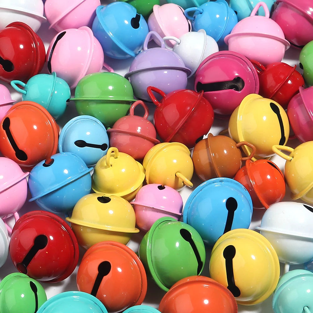 30pcs/lot 14/17/22mm Mix Color Metal Jingle Bells Loose Beads Festival Party Christmas Decoration DIY Crafts Jewelry Accessories