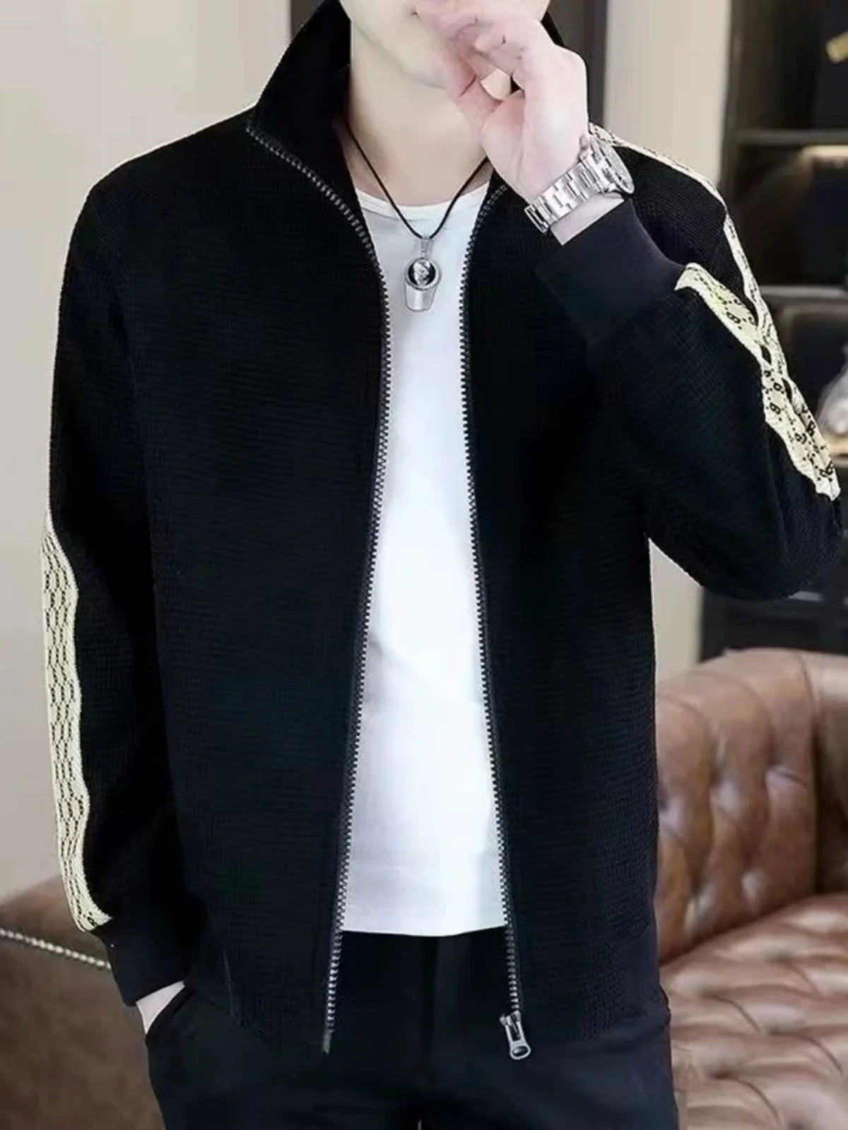 Casual Men's Stand Collar Jaet Spring Autumn New Sle 2024 Trendy Brand High-End Feeling Topwear Autumn Outerwear Coat