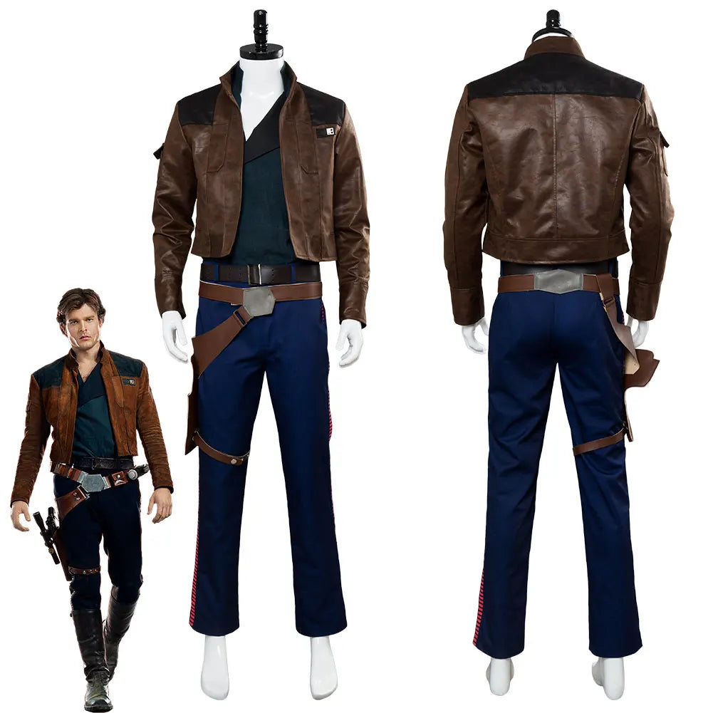 Movie Space Battle TV Fantasy Han Solo Vest Costume Men Roleplay Coat Pants Holster Belt Outfits Halloween Carnival Party Suits