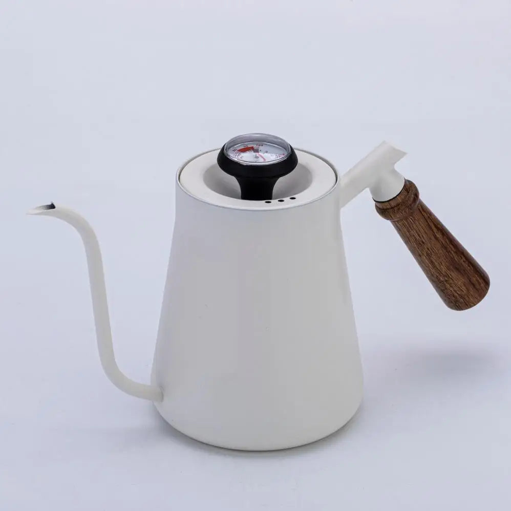 Hot Sale 304 Stainless Steel Brushed Jug Wood Handle Gooseneck Spout Coffee Kettle Drip Coffee Pour-over Pot For Home Use