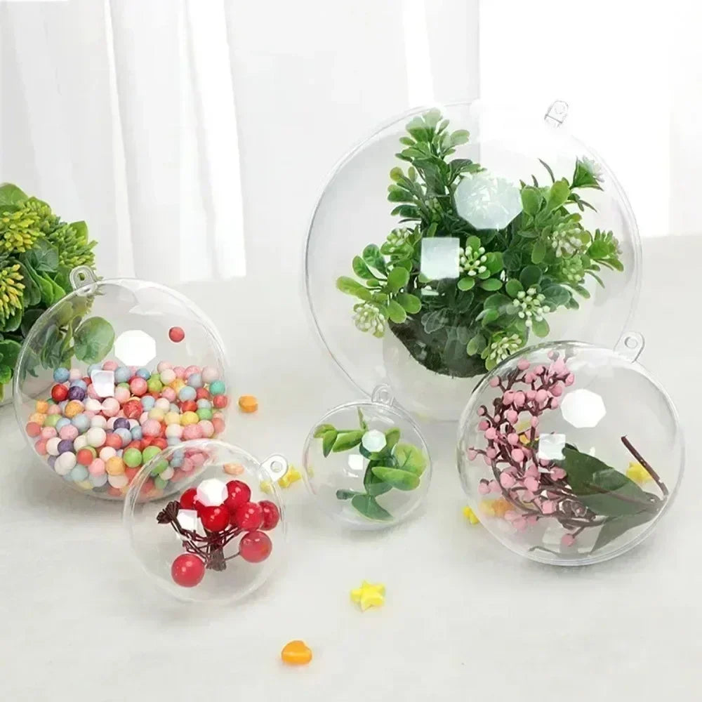7-16CM Large Transparent Plastic Acrylic Ball Fillable Ornament Ball for Manual Wedding Christmas Party Home Decoration