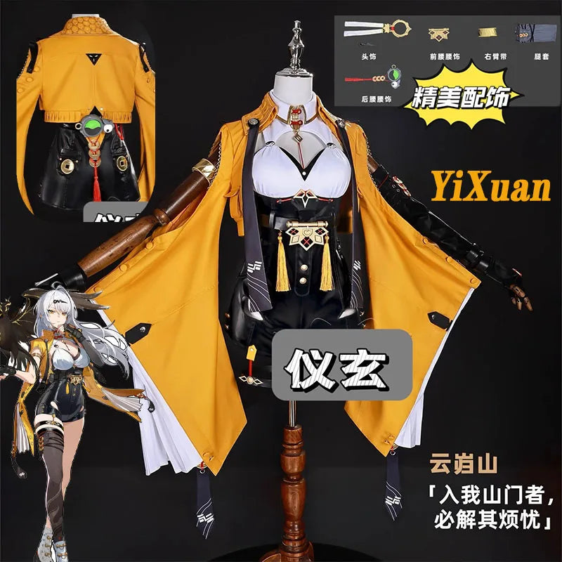 Yixuan Cosplay Game Zenless Zone Zero Cosplay Costume Yixuan Wig Sexy Uniform Yellow Coat Wig Props for Party Play Woman