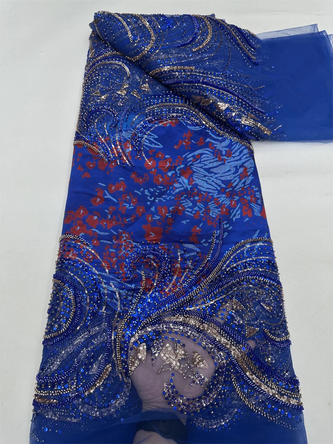 Luxury French Mesh Beaded Lace Fabric 2025 High Quality African Sequins Groom Lace Fabrics For Nigerian Wedding Dress Women