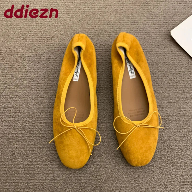 Fashion Butterfly-Knot Ladies Slip On Heeled Pumps Shoes Female Shallow Footwear Low Heel Women Ballet Flats Shoes 2025 New