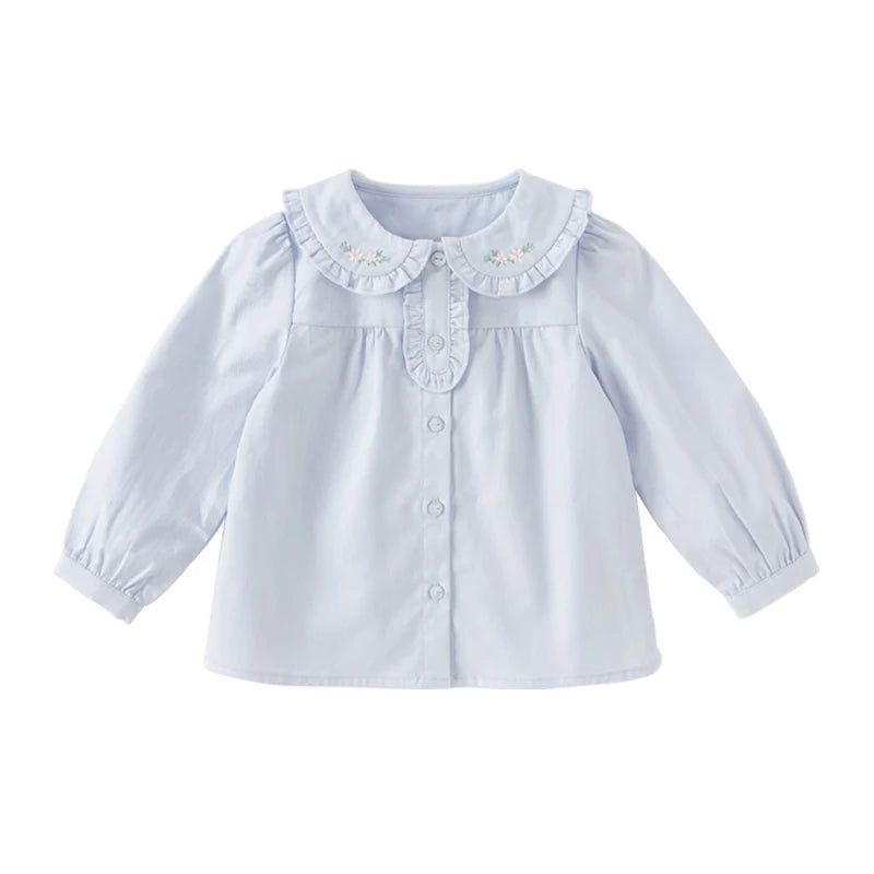 Dave Bella Children's Shirt Clothes 2024 New Autumn Girls' Baby Blouse Cute Sweet Pure Cotton Top DB3241847