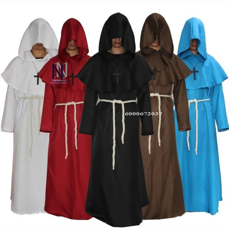 Christmas Medieval Christian Friar/Priest Robes - Witch Wizard Cloak Cape for Party, Death/Ghost/Vampire/Devil Cosplay