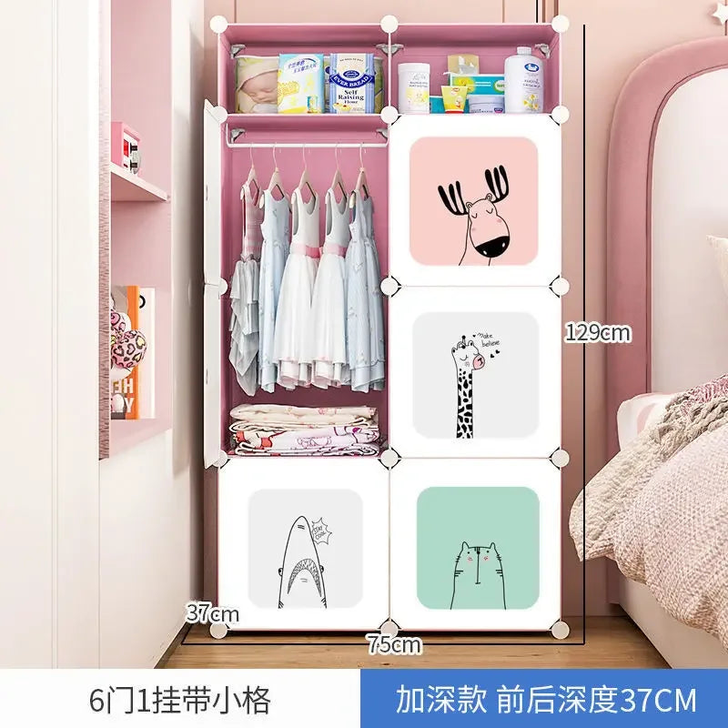 Baby Storage Cabinet Plastic Wardrobes Children Wardrobe Small Girl Clothes Clothings Closet Dresses Room Girls Assembly