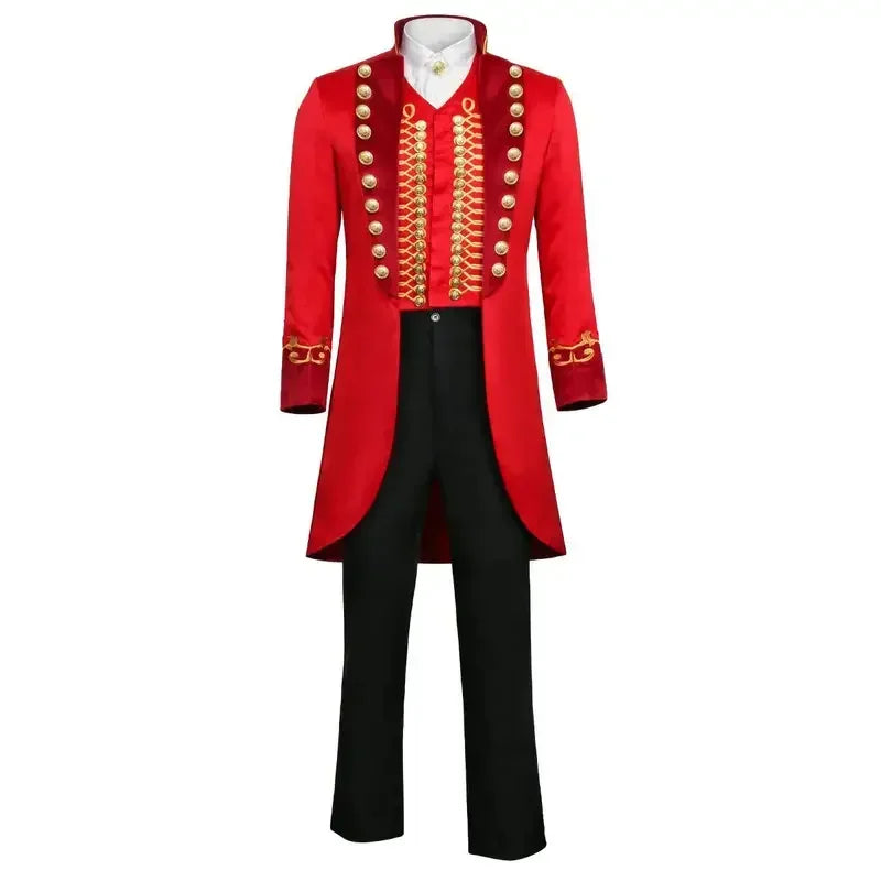 HAni 2025 Movie great showman cosplay costume adult red coat shirt pants fulll set circus king Barnum role play suit ☆★ww