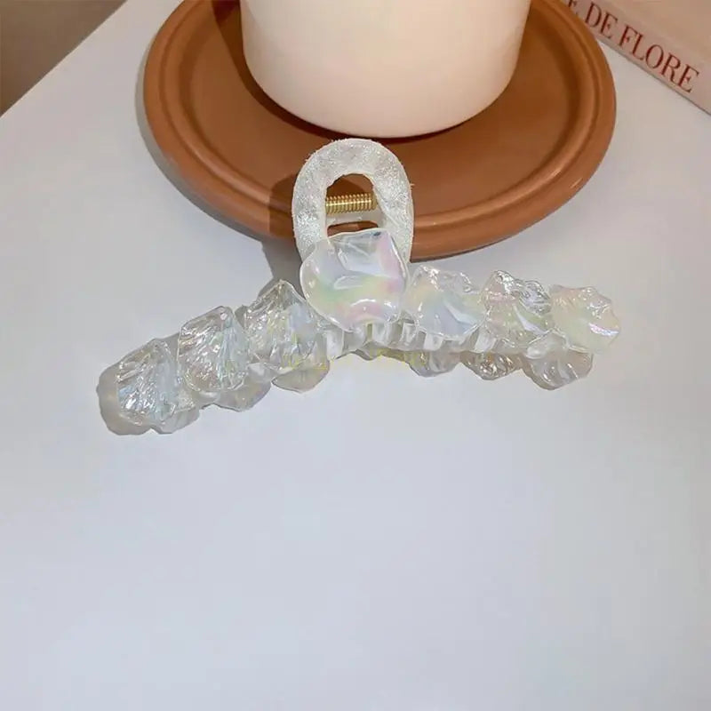 31BF Temperament Hair Claw Shell Shinning Hair Clip for Woman Wedding High Ponytail Hair Delicate Jaw Clip for Bride