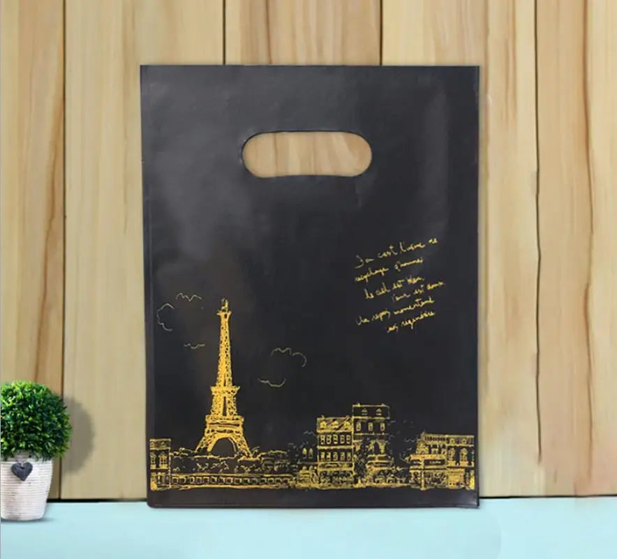 50pcs Multi Style Plastic Handle Bag 15*20cm Small Jewelry Packing Bag Party Favor Bags For Candy Cookie Gift Packaging Bag