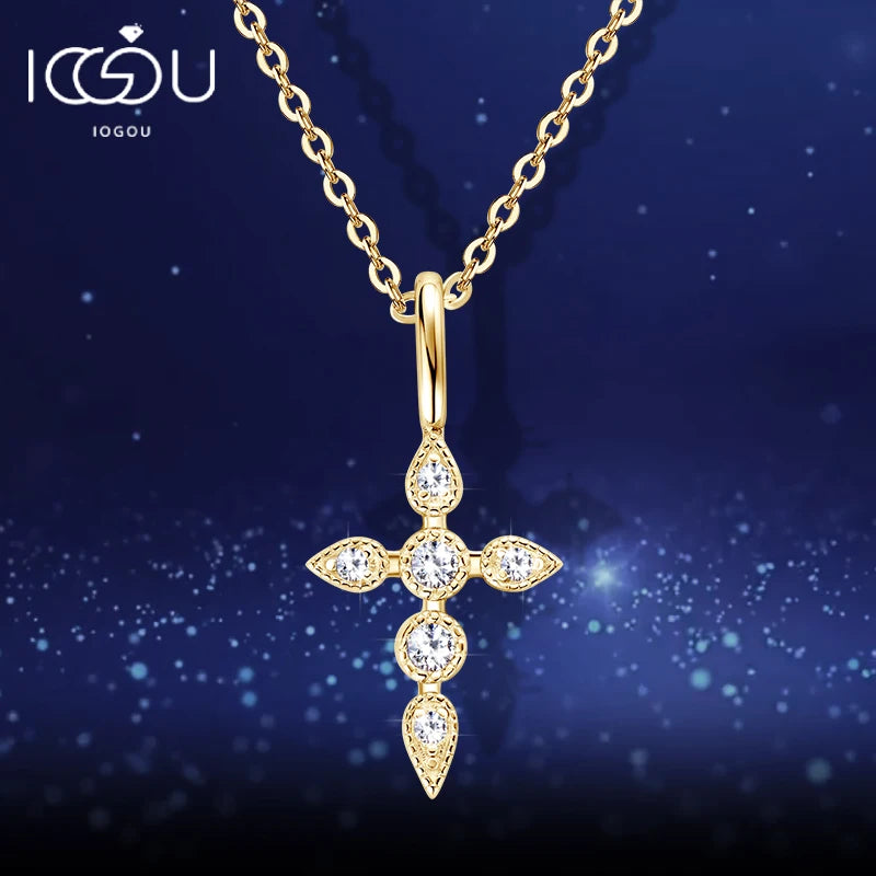 925 Sterling Silver D Color Moissanite Diamond Necklace Cross Pendant for Men Woman Christmas Party Wedding Fine Jewelry Daily