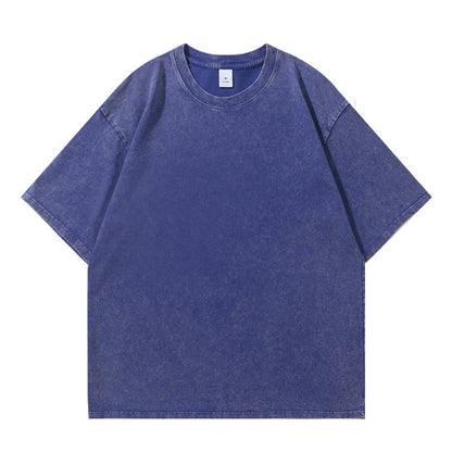Men's Summer T-shirt 230G Heavy Cotton Vintage Washed T-Shirts Oversized Short Sleeve Loose Streetwear Short Sleeve Tops Tee