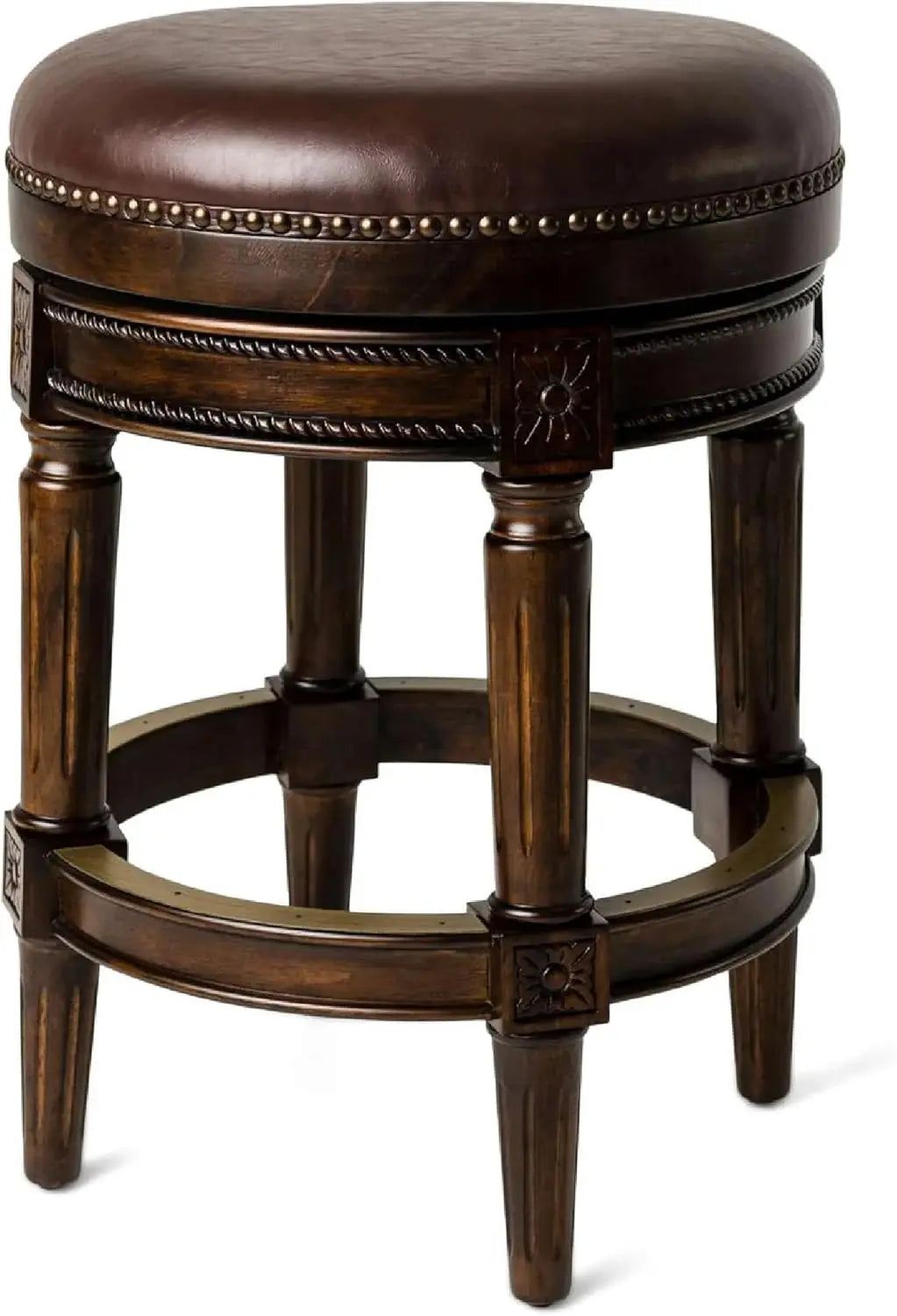 Pullman 26 Inch Tall Backless Alabaster White Finish Counter Height Upholstered Barstool with Cream Fabric Cushion Seat