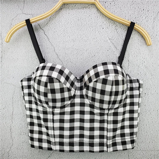 Women Sexy Floral printed Corset Tank Top Nightclub Party Short Chest Binder Camisole Girl Push Up Bustier Lady Bra Lingerie